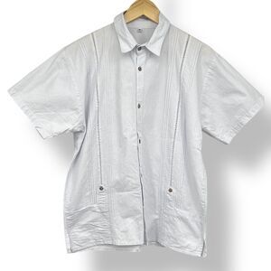 Unbranded Guayabera Beach Wedding Casual Short Sleeve Dress Shirt Men's M White